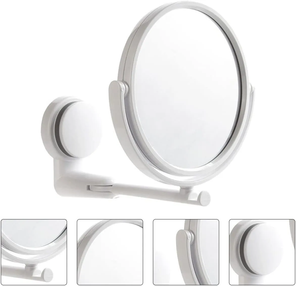 Beauty Wall- Angle Style Cosmetic Cup and Hotel with for Mirror, Adjustable Wall- Mounted Mounted Swivel Punch- Suction Degree Small Wall Hanging Makeup Mirror Folding