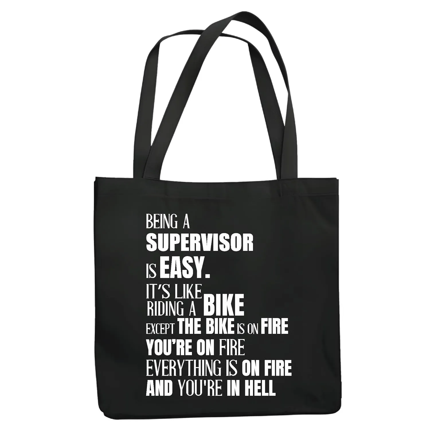 Being a Supervisor is easy its like riding a bike on fire to hell Navy Black Multicolor Canvas Tote Bag