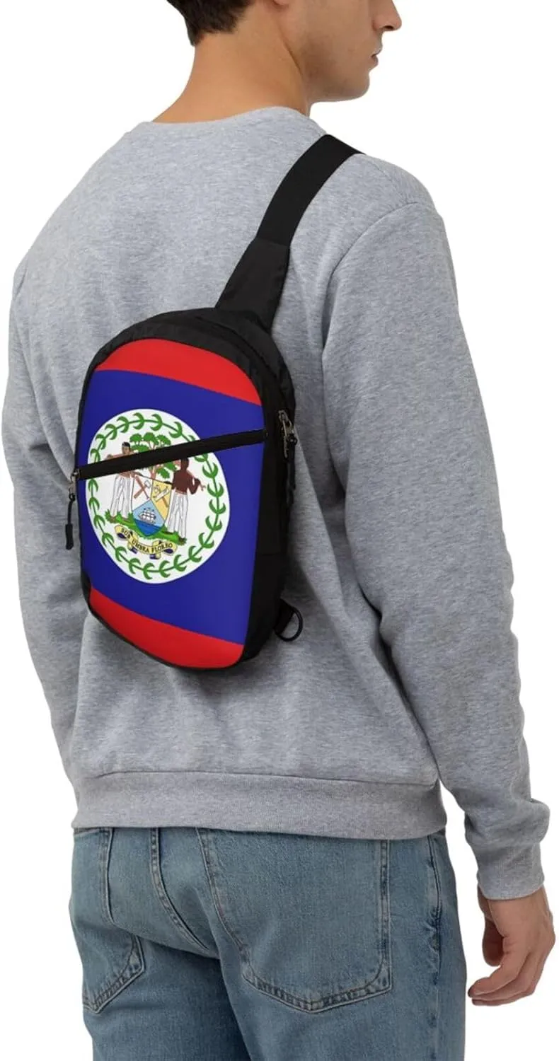 Belize Flag Packable Crossbody Bag Portable Sling Bags Foldable Travel Daypack Reusable Sports Shoulder Backpack Diagonally Chest Bag for Workout
