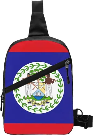 Belize Flag Packable Crossbody Bag Portable Sling Bags Foldable Travel Daypack Reusable Sports Shoulder Backpack Diagonally Chest Bag for Workout