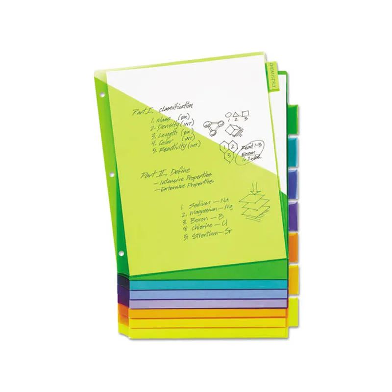 Big Tab Insertable Plastic Dividers w/ Two Slash Pockets, 8-Tab, Letter, Assorted (set of 8)