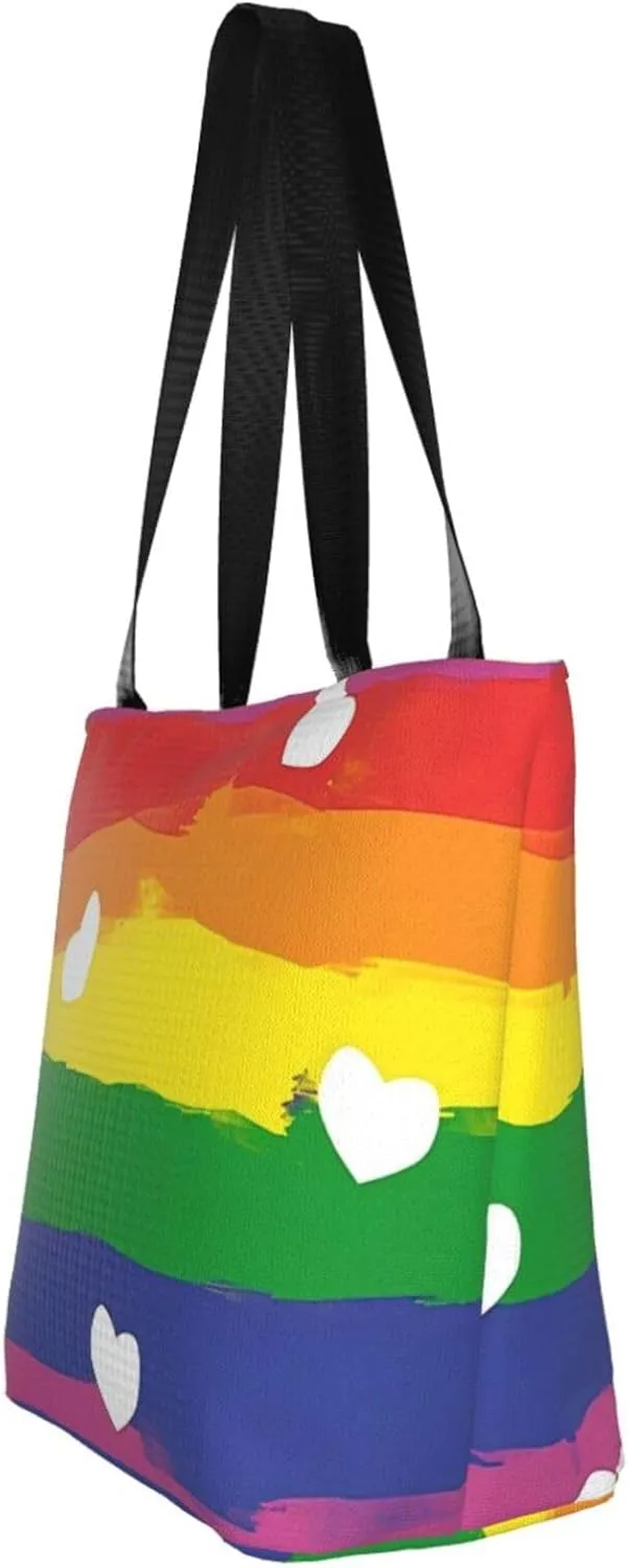 Bisexual Pride Flag Women's Tote Bag Lightweight Shopping Handbag Travel Shoulder Bag With Zipper