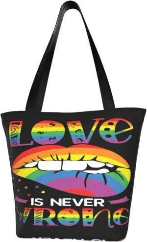 Bisexual Pride Flag Women's Tote Bag Lightweight Shopping Handbag Travel Shoulder Bag With Zipper