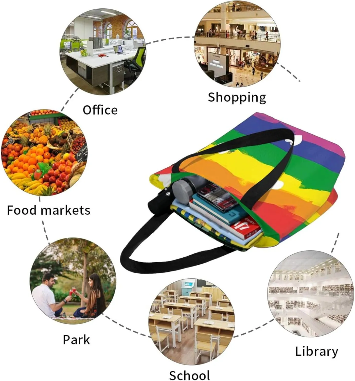 Bisexual Pride Flag Women's Tote Bag Lightweight Shopping Handbag Travel Shoulder Bag With Zipper