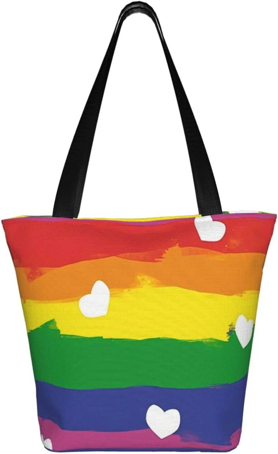 Bisexual Pride Flag Women's Tote Bag Lightweight Shopping Handbag Travel Shoulder Bag With Zipper