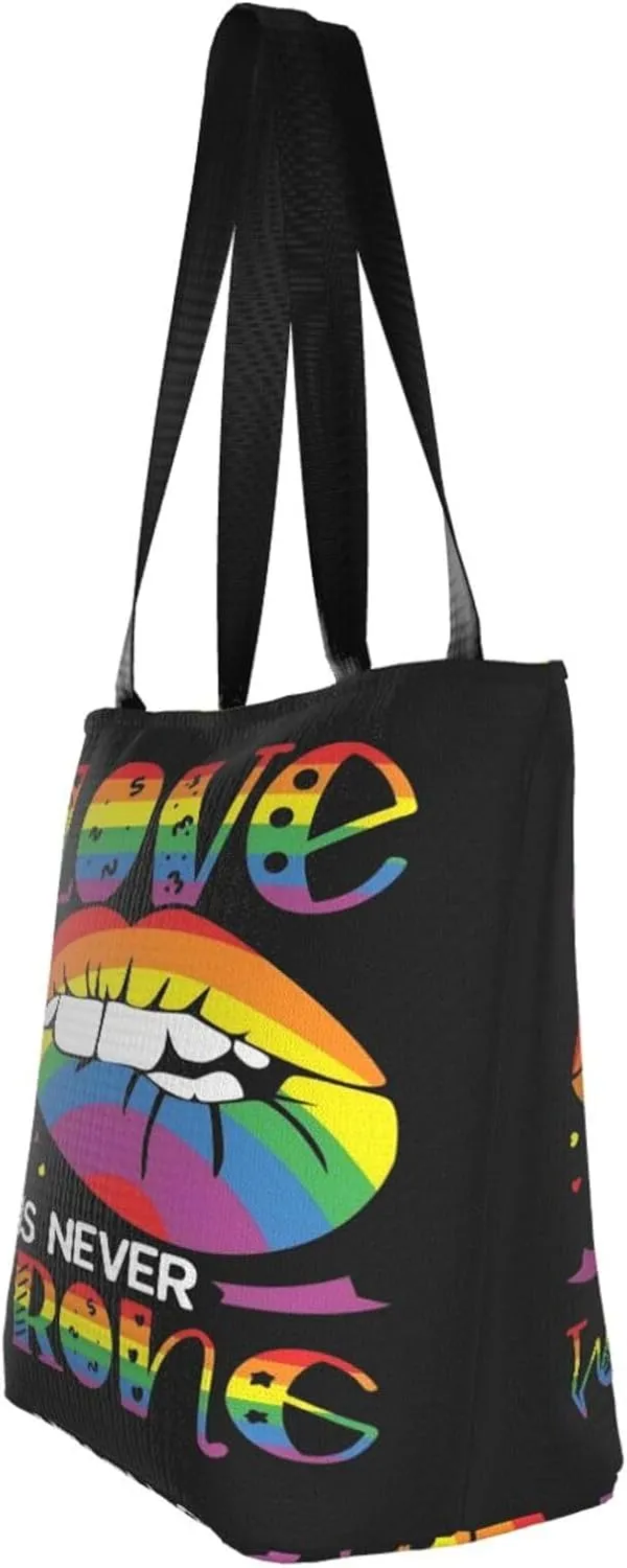 Bisexual Pride Flag Women's Tote Bag Lightweight Shopping Handbag Travel Shoulder Bag With Zipper