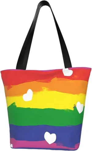 Bisexual Pride Flag Women's Tote Bag Lightweight Shopping Handbag Travel Shoulder Bag With Zipper