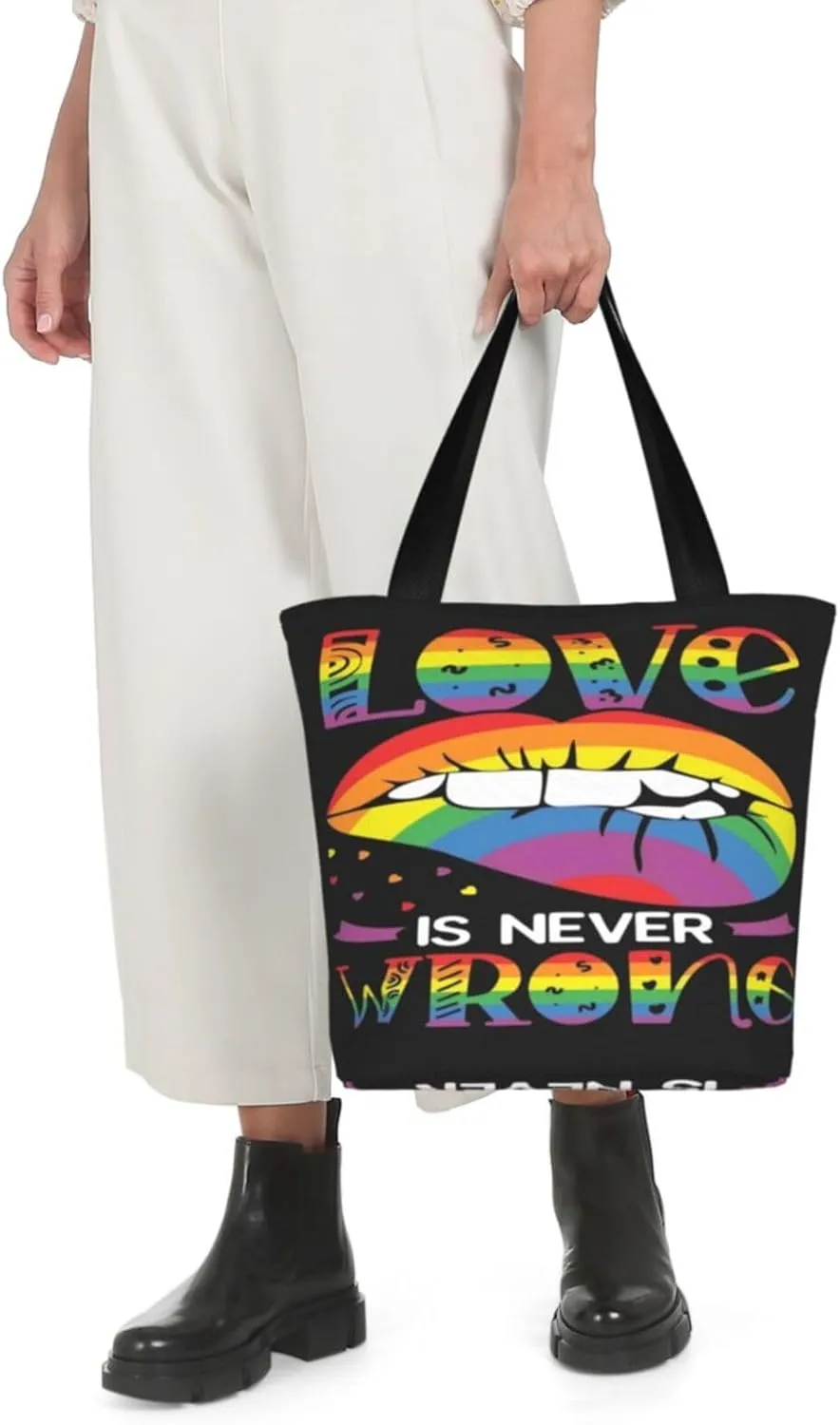 Bisexual Pride Flag Women's Tote Bag Lightweight Shopping Handbag Travel Shoulder Bag With Zipper
