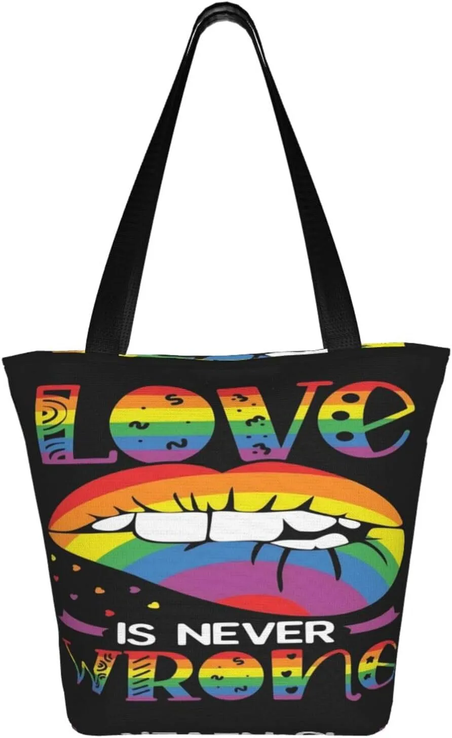 Bisexual Pride Flag Women's Tote Bag Lightweight Shopping Handbag Travel Shoulder Bag With Zipper