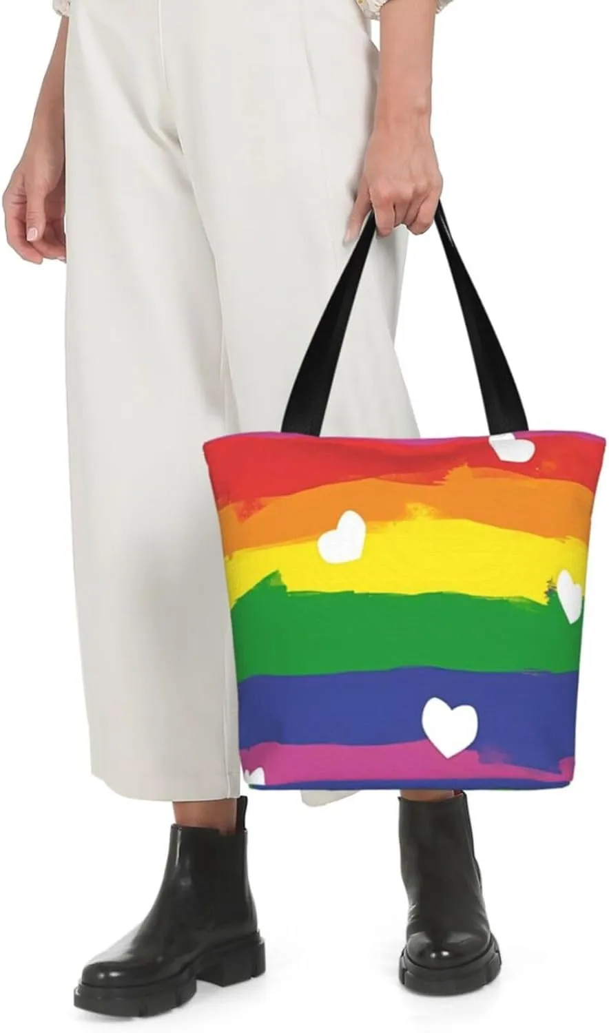 Bisexual Pride Flag Women's Tote Bag Lightweight Shopping Handbag Travel Shoulder Bag With Zipper