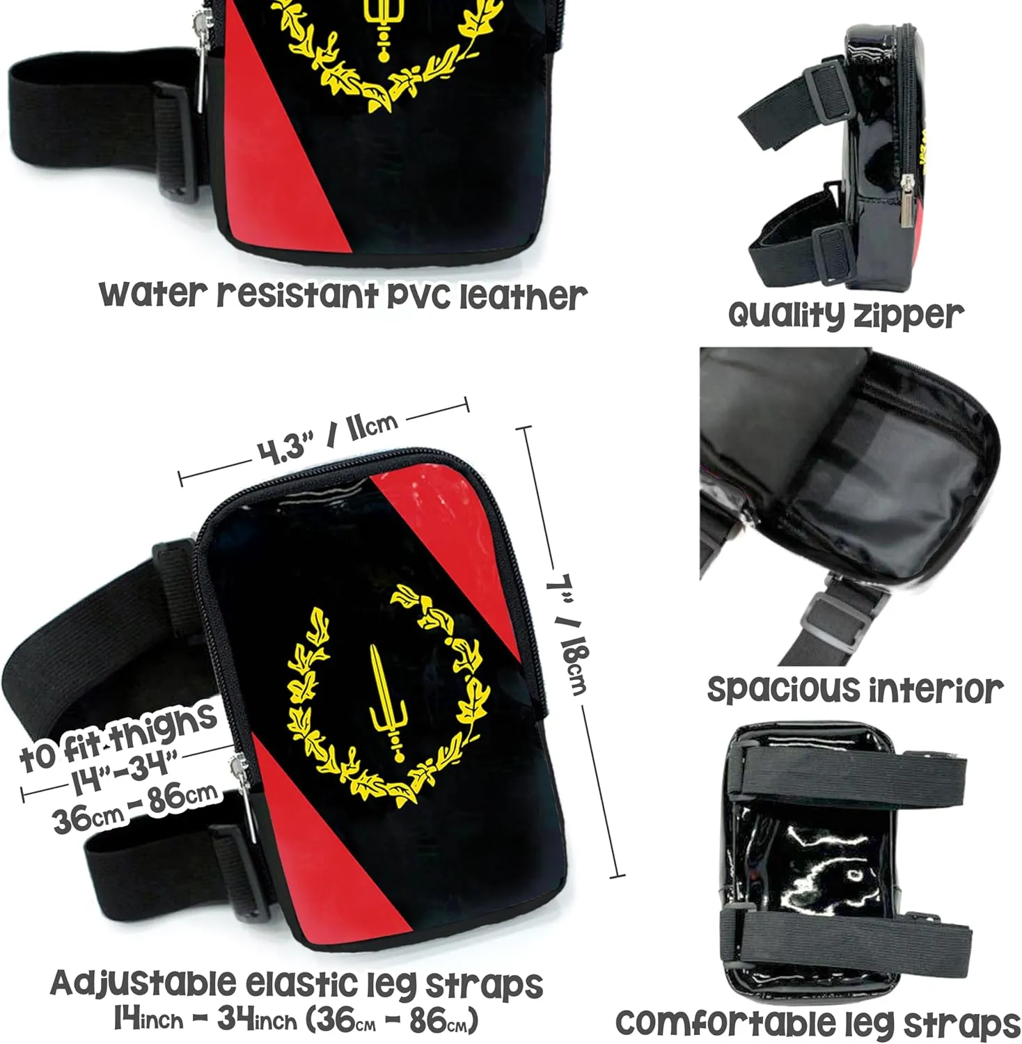 Black American Heritage Flag Thigh Bag | Leg Harness for Women | Outdoor Leg Pouch | Carnival Hiking Travel Fanny Pack with Adjustable Straps | Black American Heritage