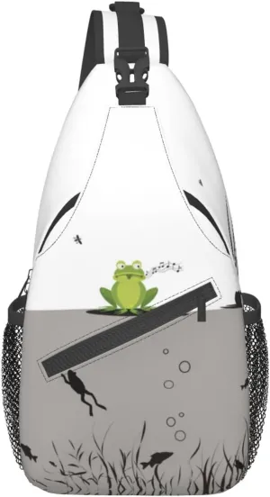 Black & White Frog Sling Bag - Crossbody Backpack for Women & Men - Hiking, Travel, Outdoor & Cycling