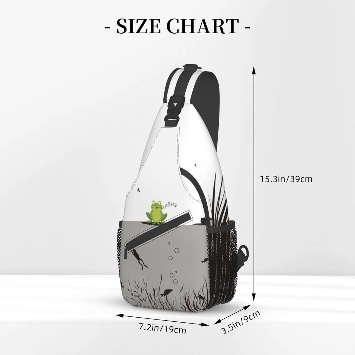 Black & White Frog Sling Bag - Crossbody Backpack for Women & Men - Hiking, Travel, Outdoor & Cycling