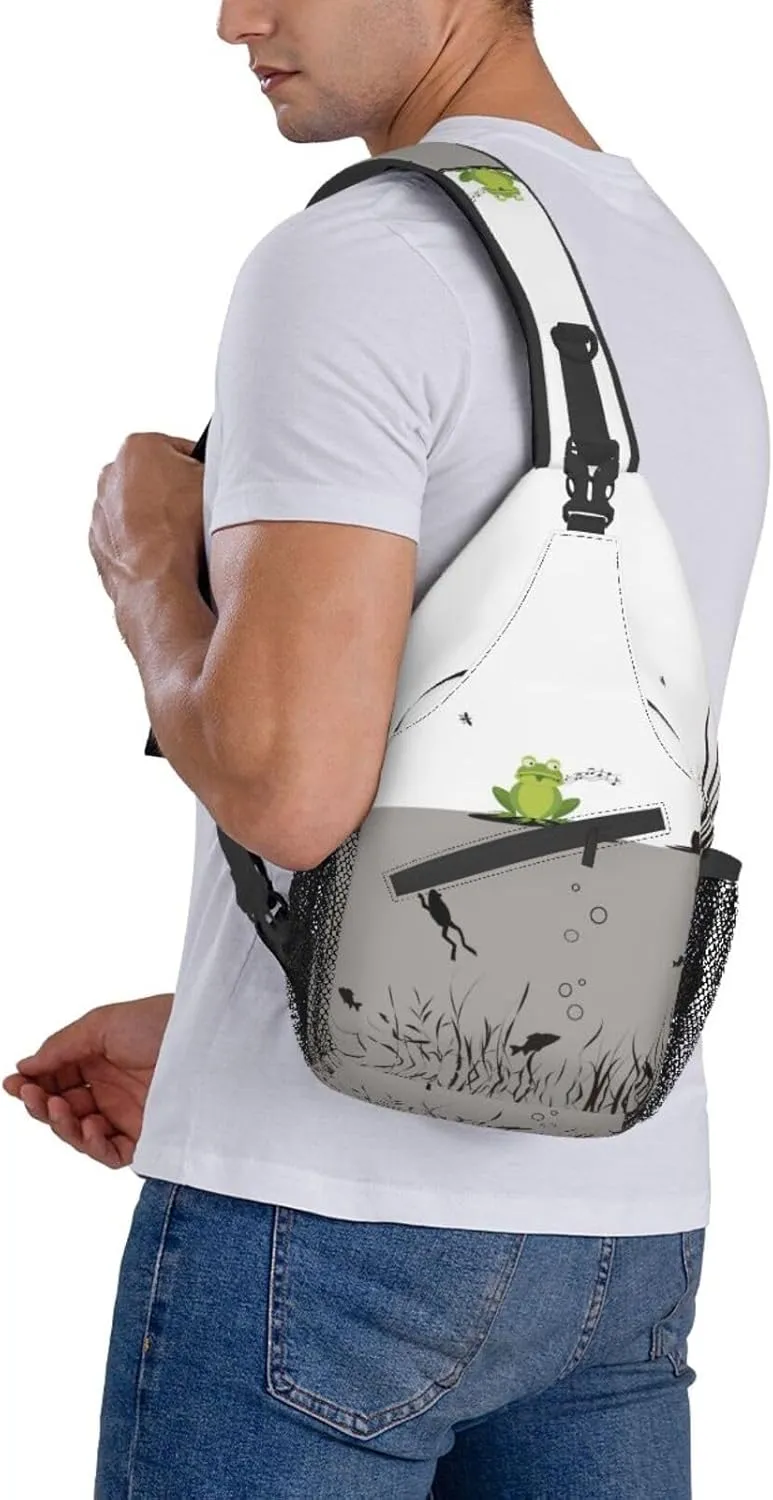 Black & White Frog Sling Bag - Crossbody Backpack for Women & Men - Hiking, Travel, Outdoor & Cycling