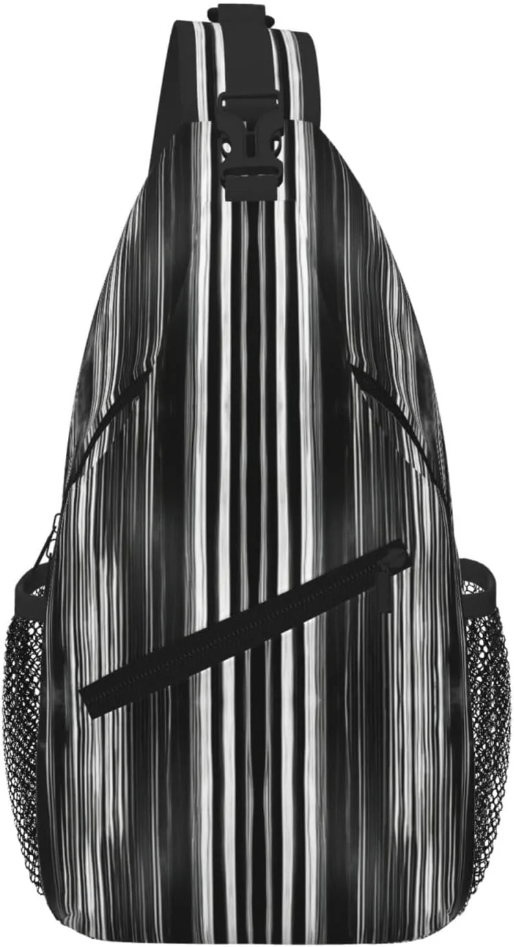 Black And-White Stripes Men Casual Diagonal Chest Bag Cross Package Diagonally Women Travel Satchel Single Shoulder Bag
