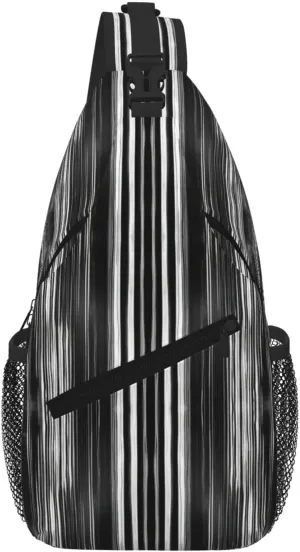 Black And-White Stripes Men Casual Diagonal Chest Bag Cross Package Diagonally Women Travel Satchel Single Shoulder Bag