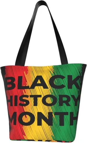 Black History Month Fist Hand Symbol Women's Tote Bag Lightweight Shopping Handbag Travel Shoulder Bag With Zipper