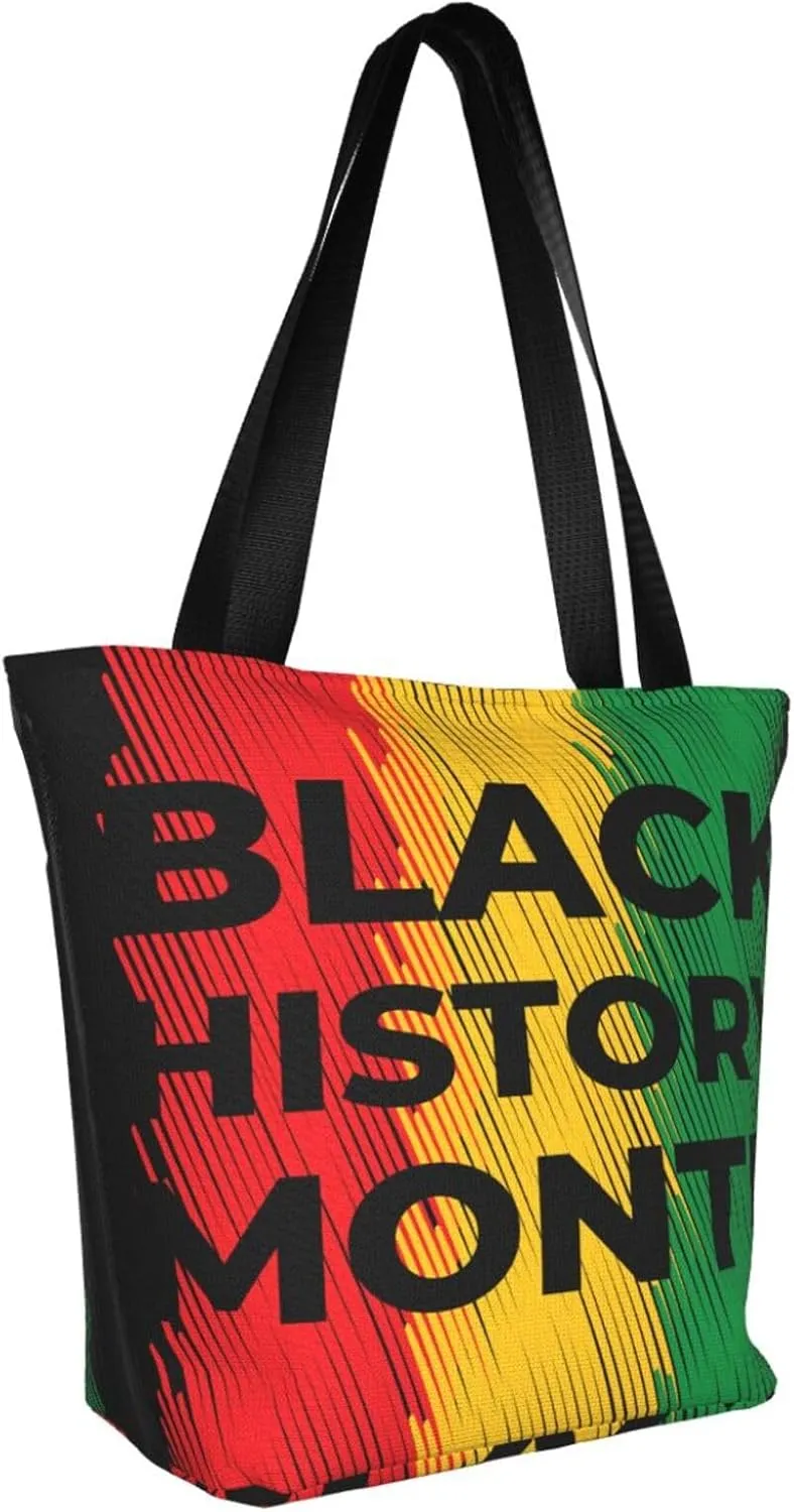 Black History Month Fist Hand Symbol Women's Tote Bag Lightweight Shopping Handbag Travel Shoulder Bag With Zipper