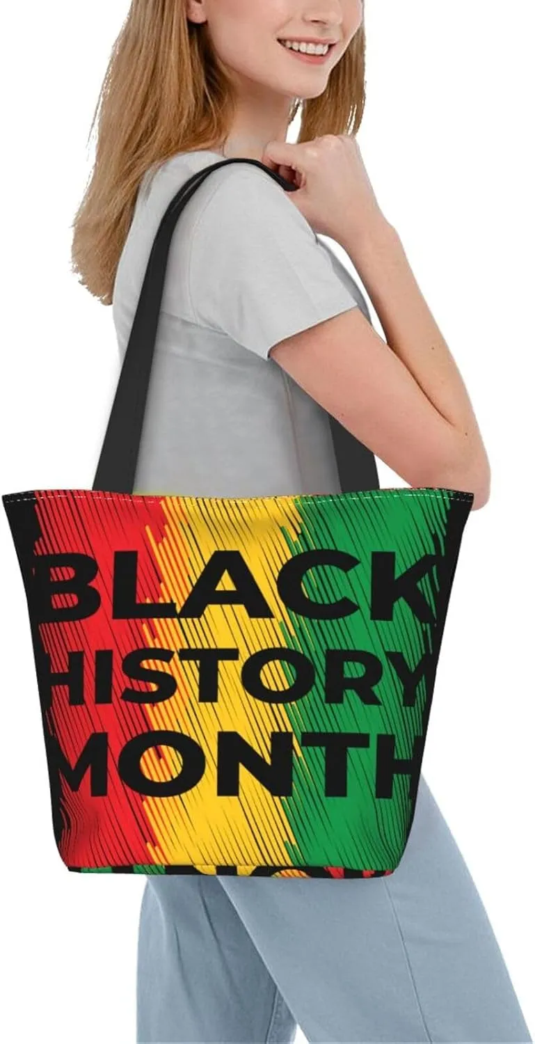 Black History Month Fist Hand Symbol Women's Tote Bag Lightweight Shopping Handbag Travel Shoulder Bag With Zipper