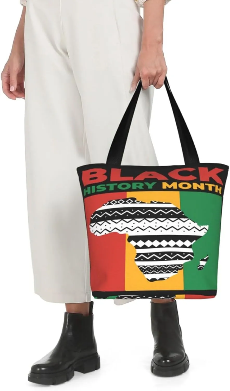 Black History Month Fist Hand Symbol Women's Tote Bag Lightweight Shopping Handbag Travel Shoulder Bag With Zipper