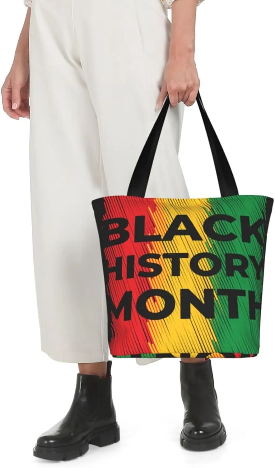 Black History Month Fist Hand Symbol Women's Tote Bag Lightweight Shopping Handbag Travel Shoulder Bag With Zipper