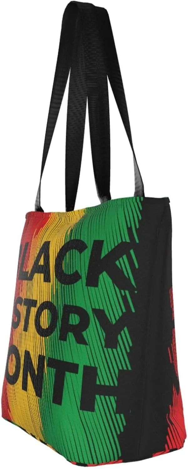 Black History Month Fist Hand Symbol Women's Tote Bag Lightweight Shopping Handbag Travel Shoulder Bag With Zipper