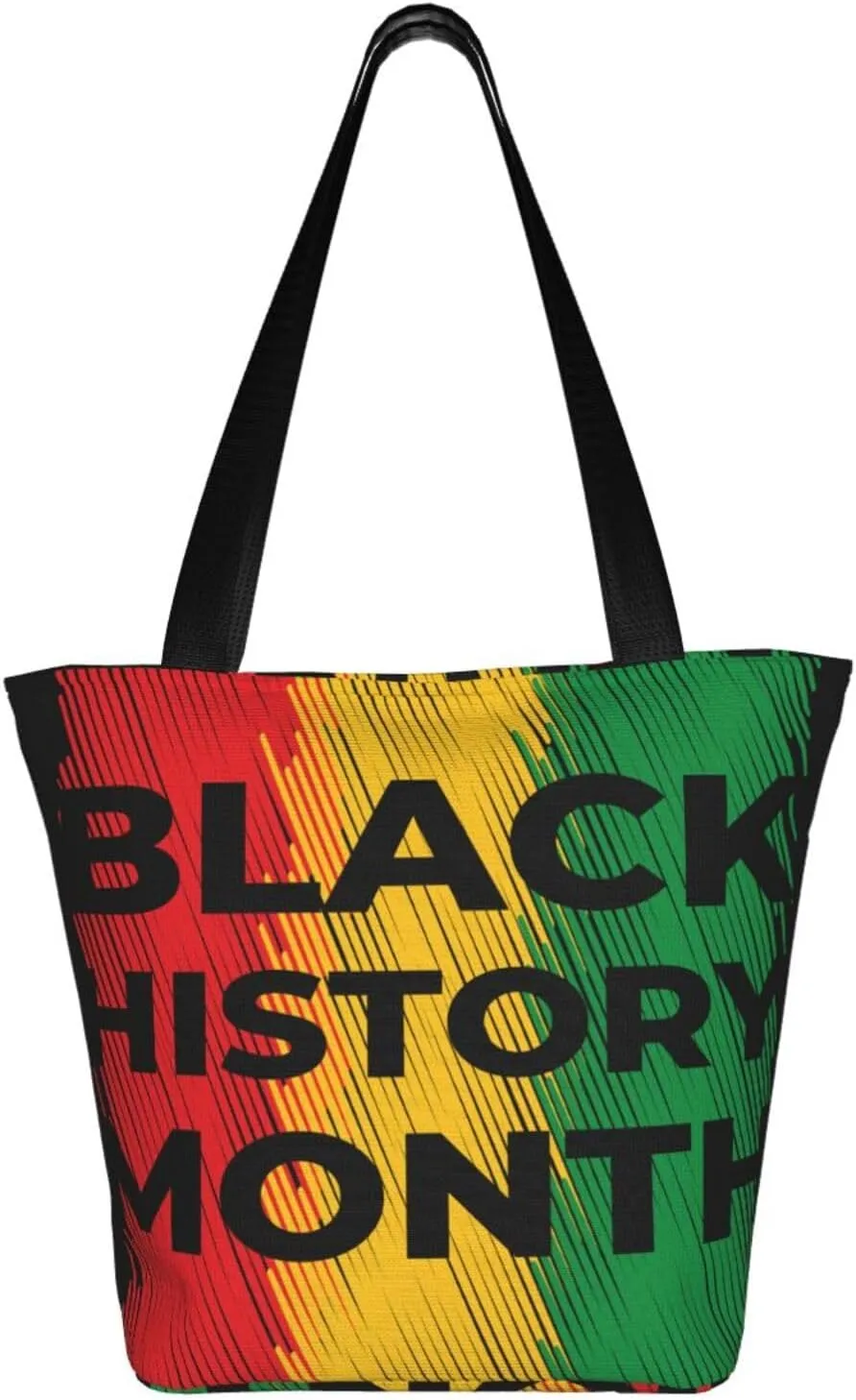 Black History Month Fist Hand Symbol Women's Tote Bag Lightweight Shopping Handbag Travel Shoulder Bag With Zipper