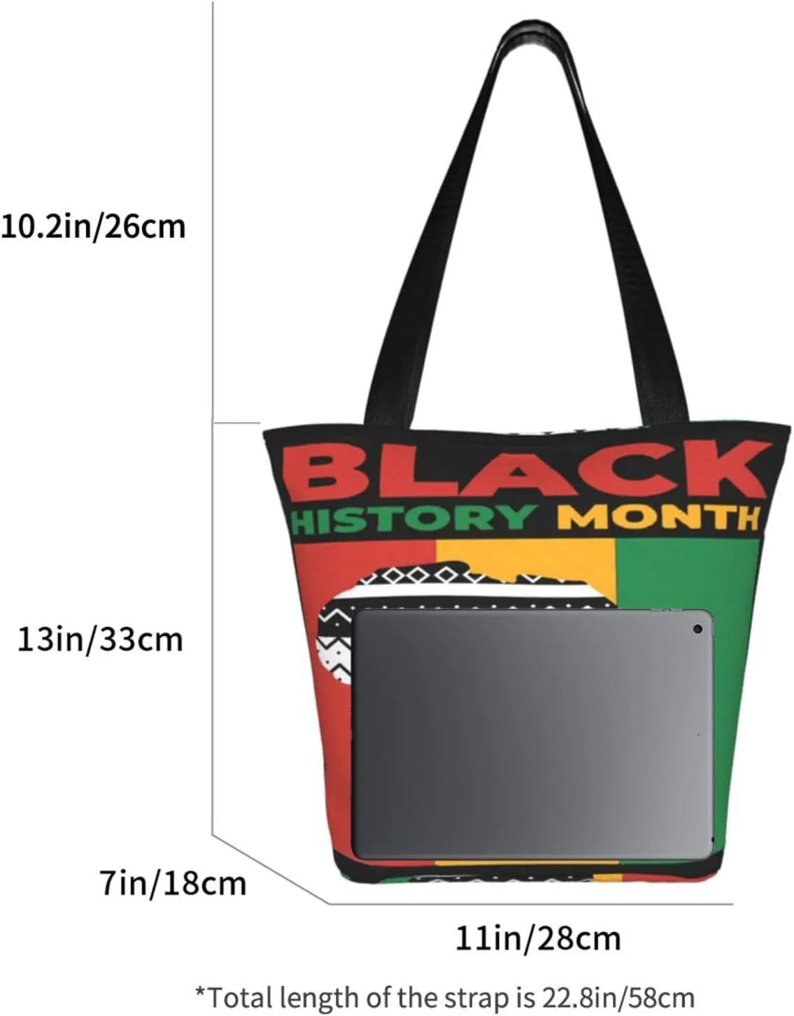 Black History Month Fist Hand Symbol Women's Tote Bag Lightweight Shopping Handbag Travel Shoulder Bag With Zipper