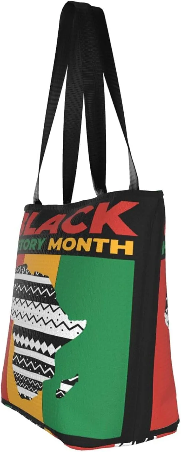 Black History Month Fist Hand Symbol Women's Tote Bag Lightweight Shopping Handbag Travel Shoulder Bag With Zipper