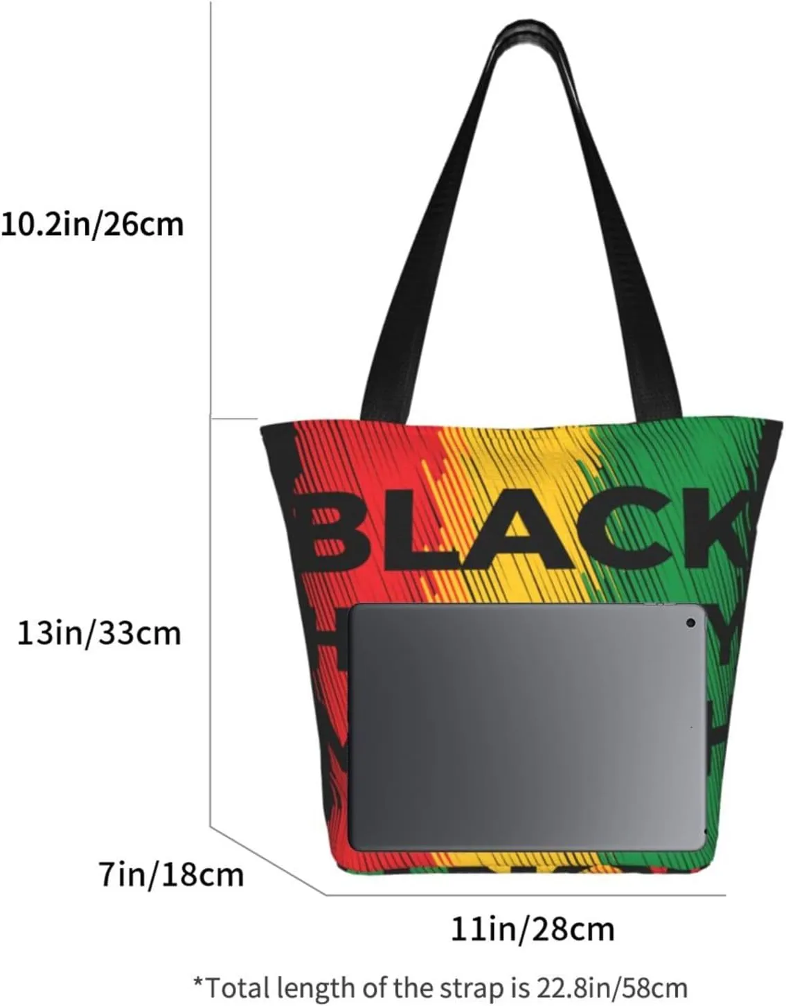 Black History Month Fist Hand Symbol Women's Tote Bag Lightweight Shopping Handbag Travel Shoulder Bag With Zipper
