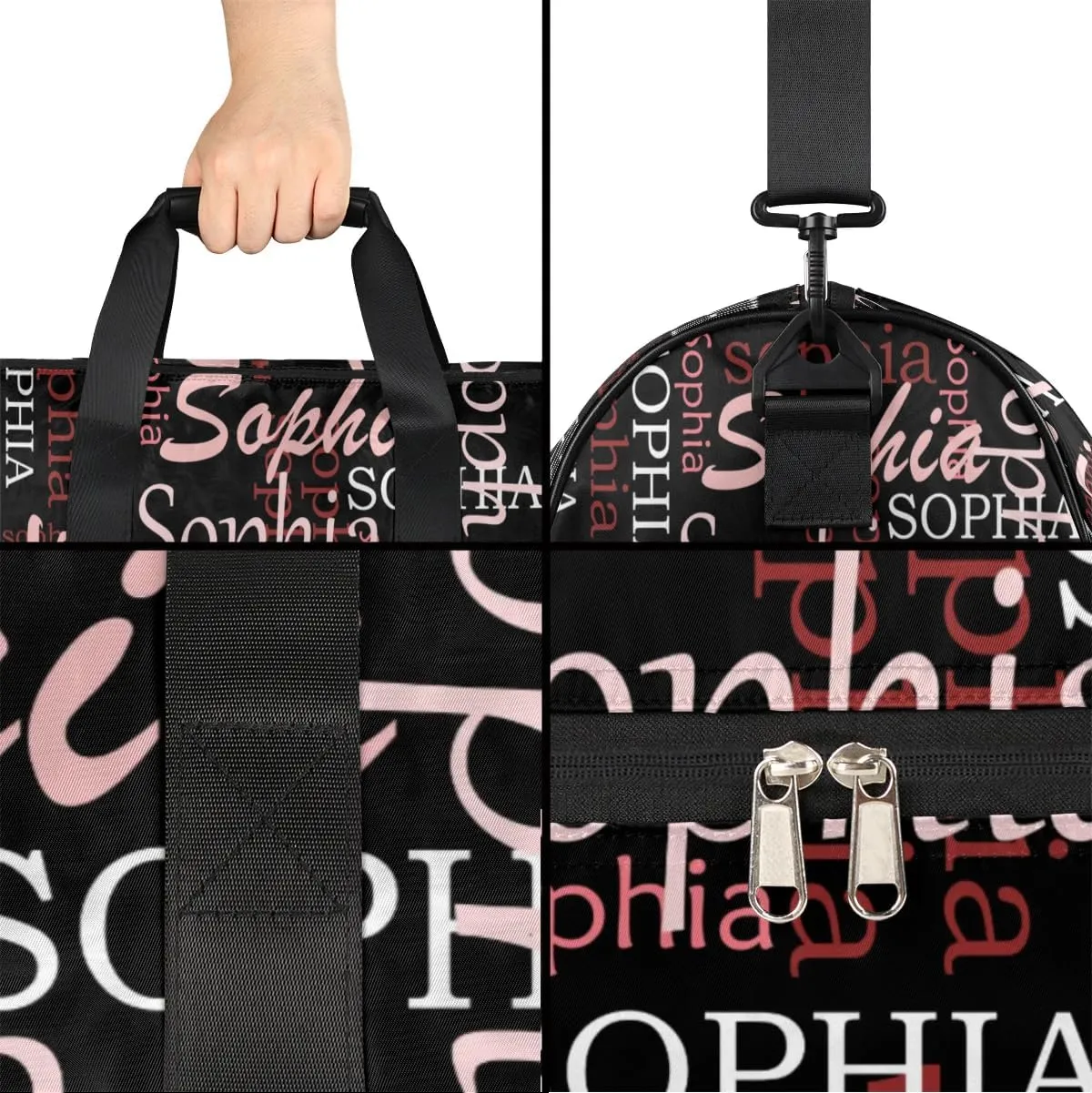 Black Red Monogram Duffel Bag Gym Bag for Adults Personalized Duffel Bag for Men Large luggage Bags for Women Travel Tote Bag Gym Accessories for Men Women