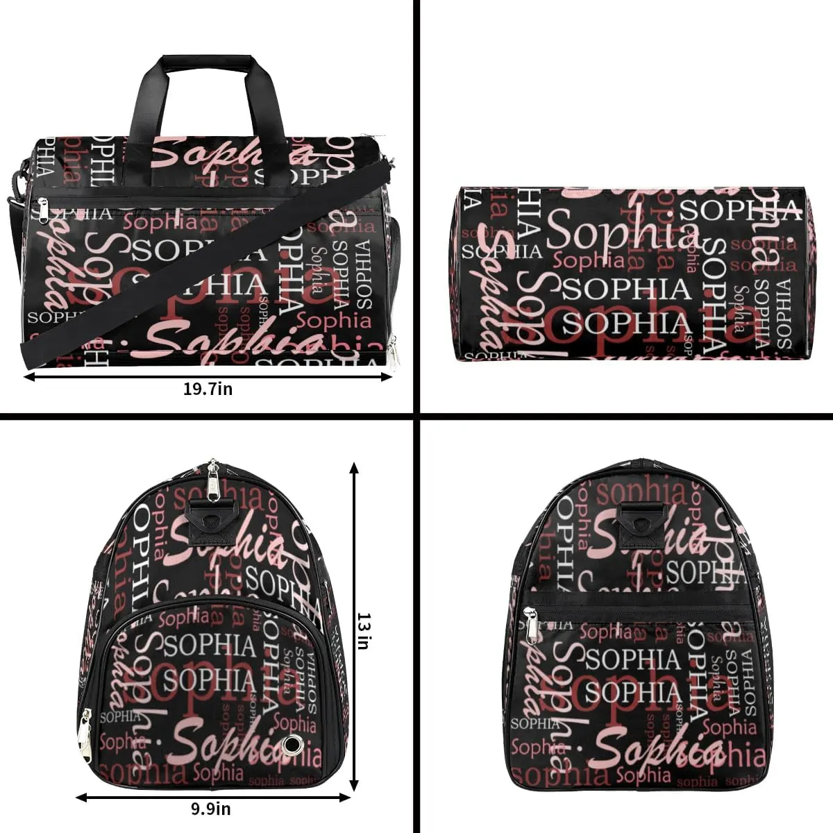 Black Red Monogram Duffel Bag Gym Bag for Adults Personalized Duffel Bag for Men Large luggage Bags for Women Travel Tote Bag Gym Accessories for Men Women