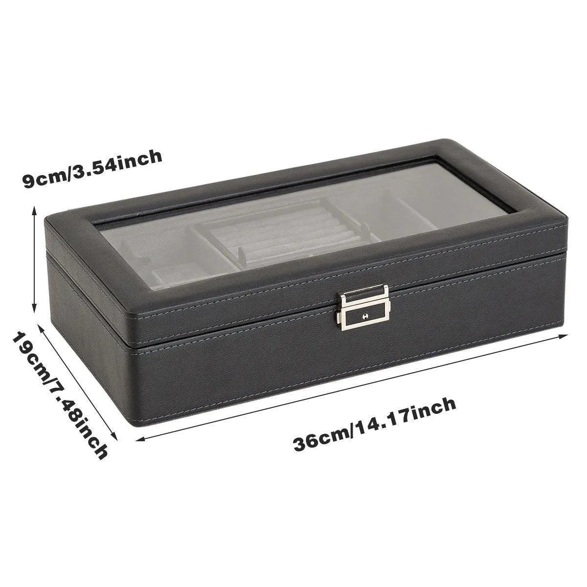 Black Single Layer Watch Box Jewellery Organizer for Watches and Accessories