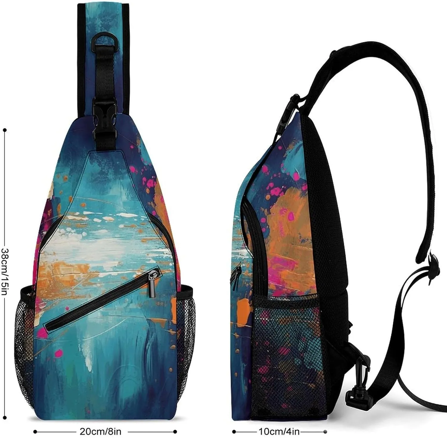 Blue Water Ripples Crossbody Bag, Sling Bag, Sling Backpack, Belt Bags for Travel Outdoors Hiking
