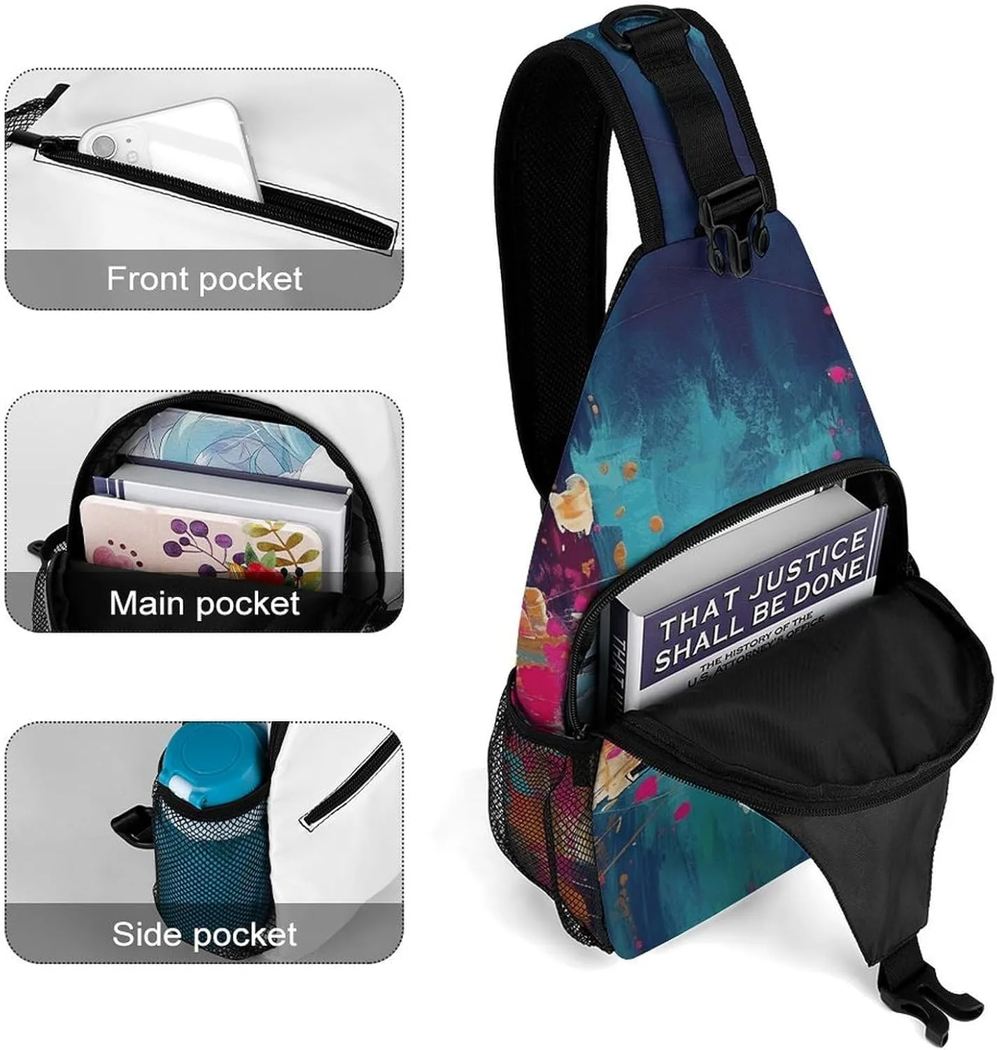 Blue Water Ripples Crossbody Bag, Sling Bag, Sling Backpack, Belt Bags for Travel Outdoors Hiking