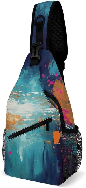 Blue Water Ripples Crossbody Bag, Sling Bag, Sling Backpack, Belt Bags for Travel Outdoors Hiking