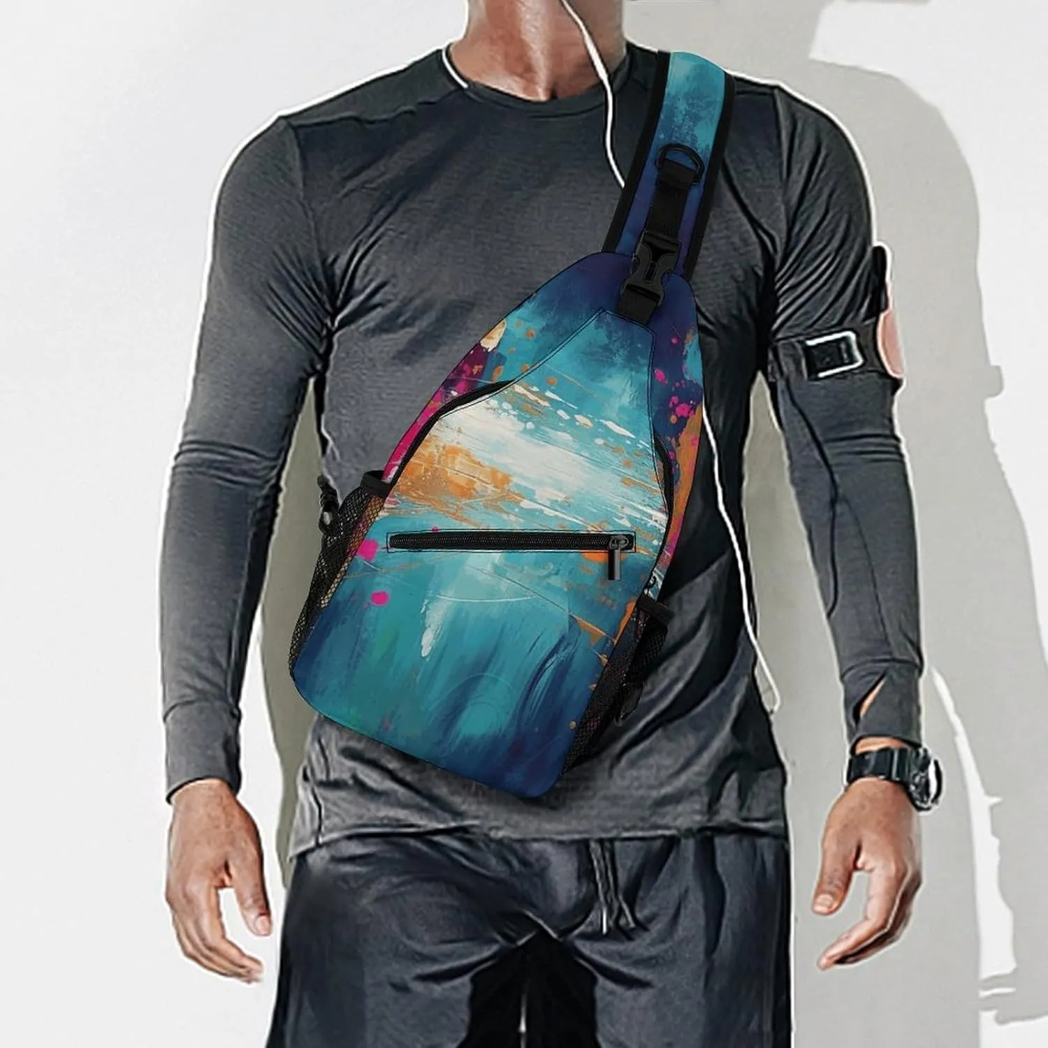 Blue Water Ripples Crossbody Bag, Sling Bag, Sling Backpack, Belt Bags for Travel Outdoors Hiking