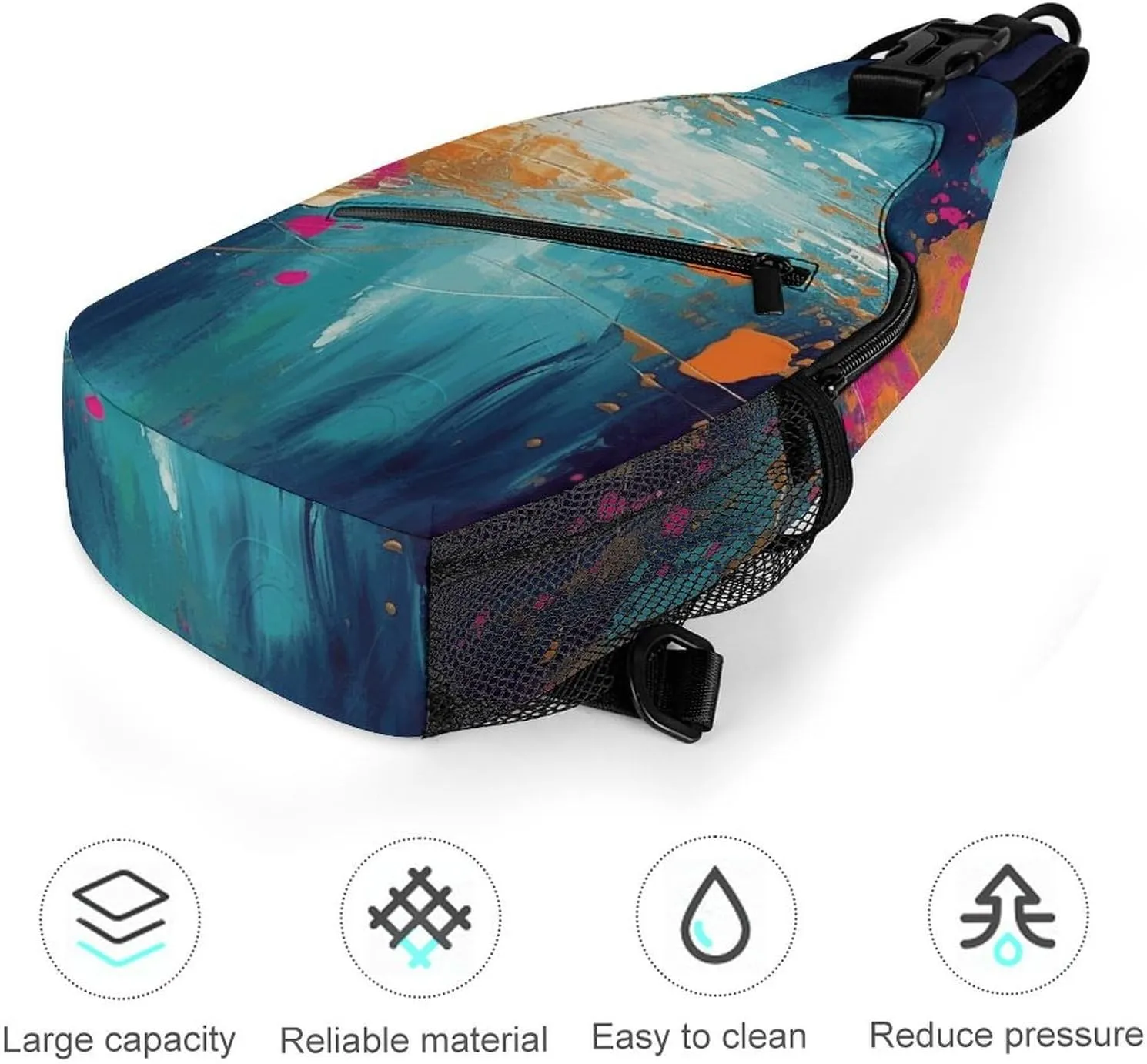 Blue Water Ripples Crossbody Bag, Sling Bag, Sling Backpack, Belt Bags for Travel Outdoors Hiking