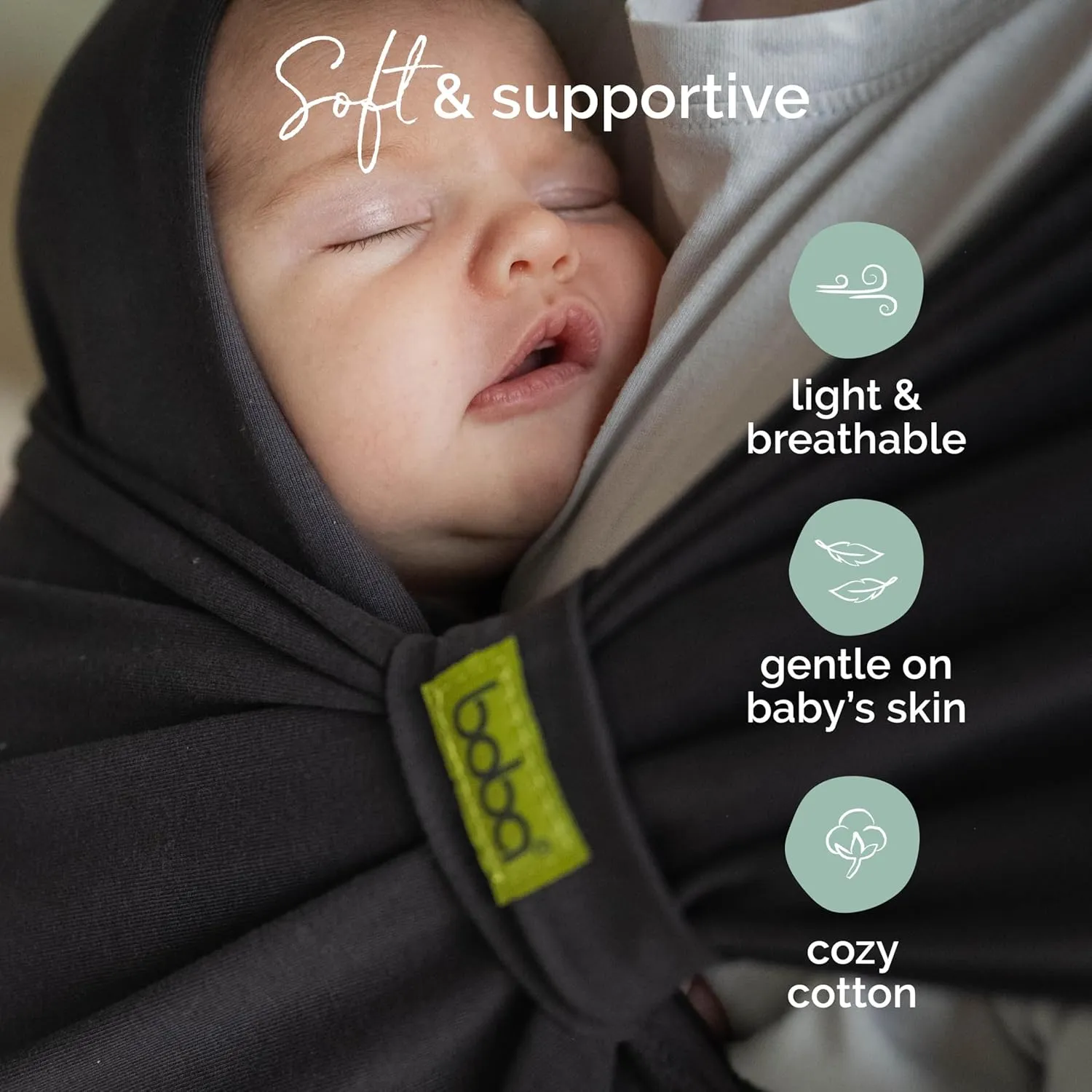 Boba Bliss Hybrid Baby Carrier Newborn to Toddler - 2-in-1 Baby Wrap & Baby Carrier - Pre-Wrapped Baby Sling Wrap Newborn - Certified Hip-Healthy - Soft & Stretchy Baby Sling- 7-35 lbs (Charcoal)