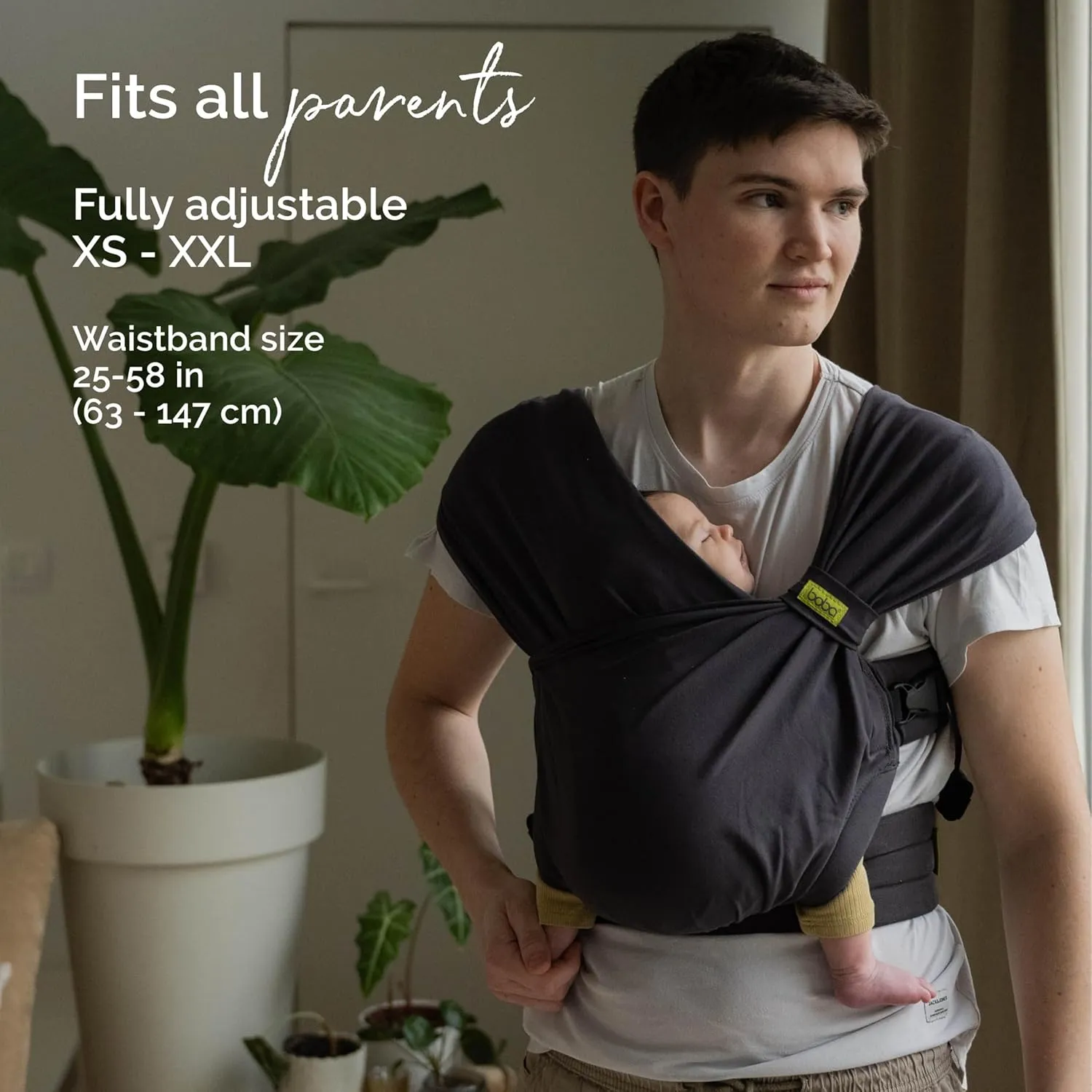 Boba Bliss Hybrid Baby Carrier Newborn to Toddler - 2-in-1 Baby Wrap & Baby Carrier - Pre-Wrapped Baby Sling Wrap Newborn - Certified Hip-Healthy - Soft & Stretchy Baby Sling- 7-35 lbs (Charcoal)