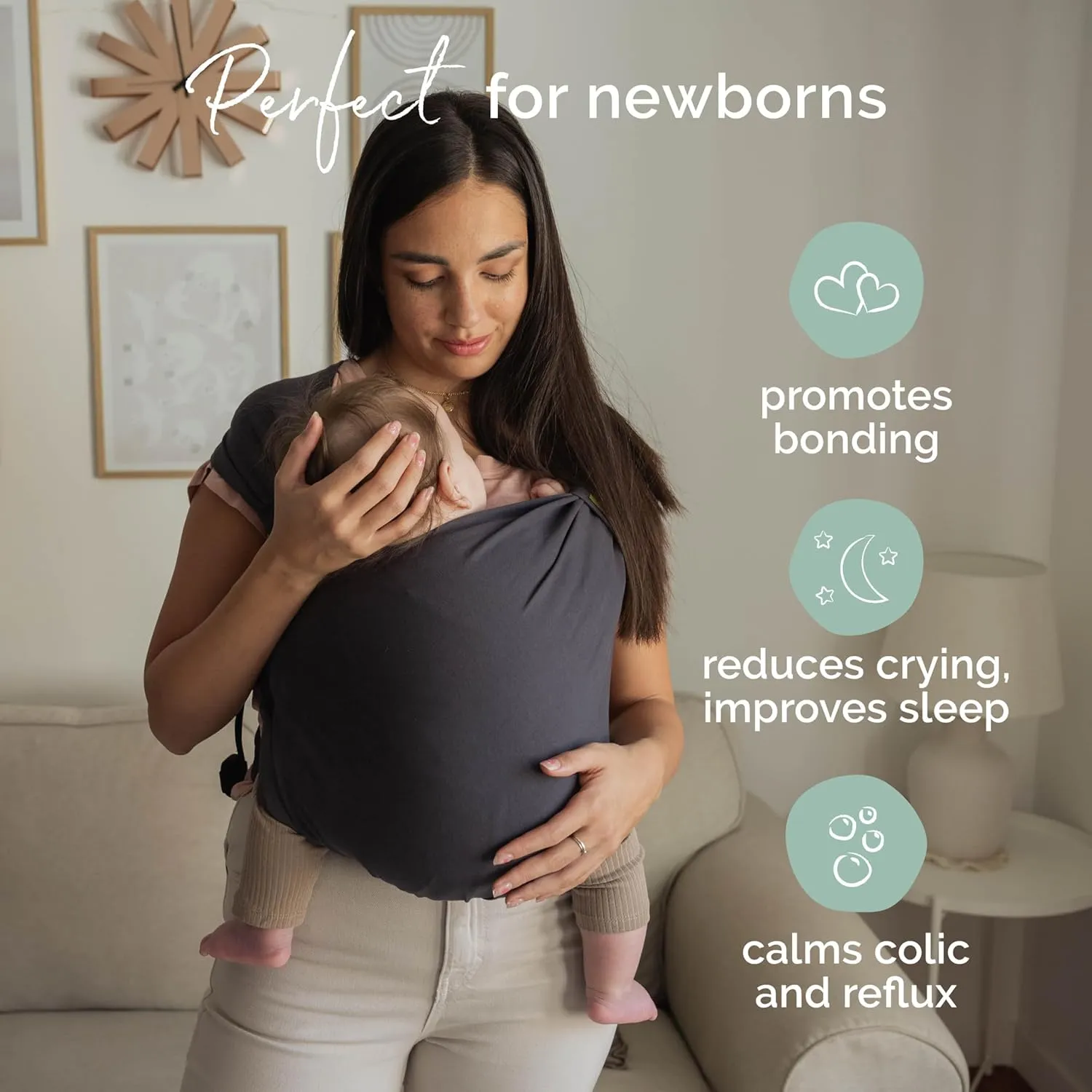Boba Bliss Hybrid Baby Carrier Newborn to Toddler - 2-in-1 Baby Wrap & Baby Carrier - Pre-Wrapped Baby Sling Wrap Newborn - Certified Hip-Healthy - Soft & Stretchy Baby Sling- 7-35 lbs (Charcoal)