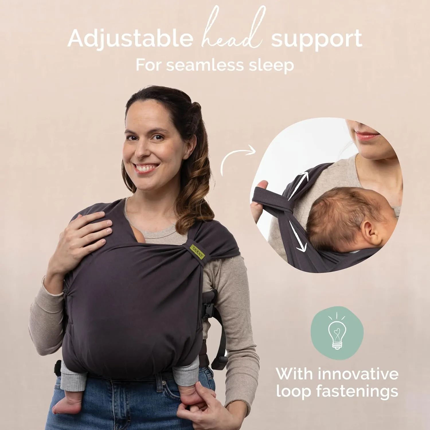 Boba Bliss Hybrid Baby Carrier Newborn to Toddler - 2-in-1 Baby Wrap & Baby Carrier - Pre-Wrapped Baby Sling Wrap Newborn - Certified Hip-Healthy - Soft & Stretchy Baby Sling- 7-35 lbs (Charcoal)