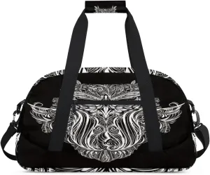 Bohemia Owl Gym Duffel Bag for Men Women Hand Painted Totem Sports Tote Bag with Adjustable Shoulder Strap for Dance Gymnastics Traveling Outdoor Camping Overnight Stay
