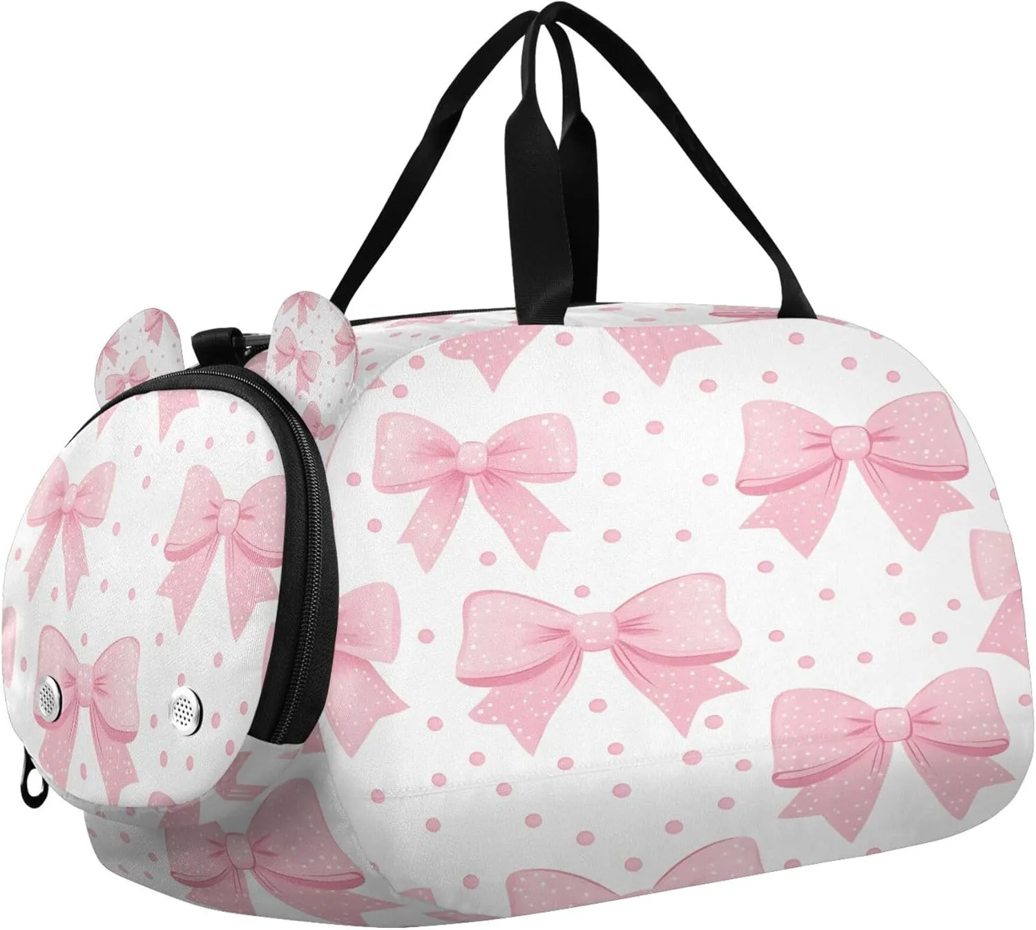 Bowknot Kids Overnight Sports Duffel Bags with Shoe Compartment & Wet Pocket Travel Sport Gym Bag for Girls Boys