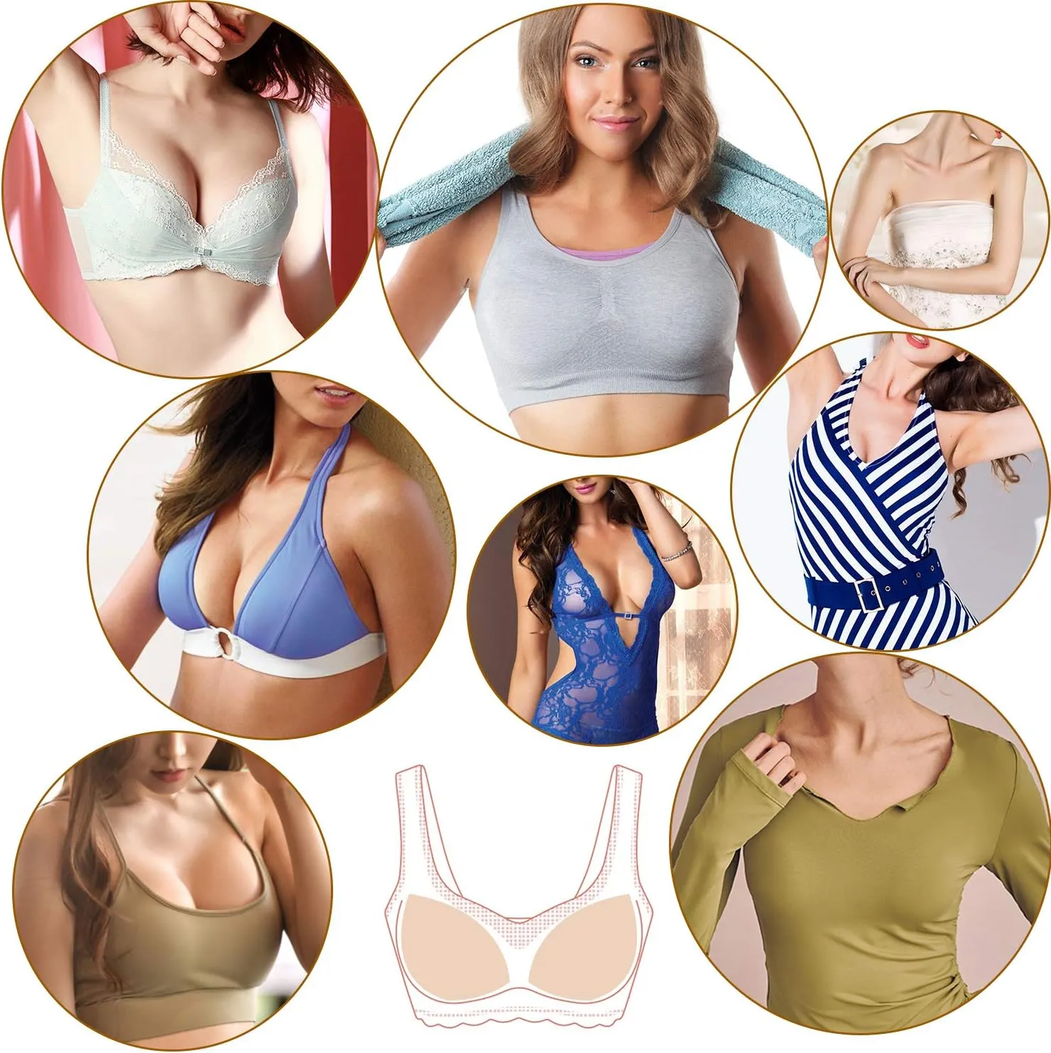 Bra Pad Insert,Removable Sport Bra Cup Triangle Breathable & Reusable Bra Pad for Yoga Bra,Swimsuits,Bikini