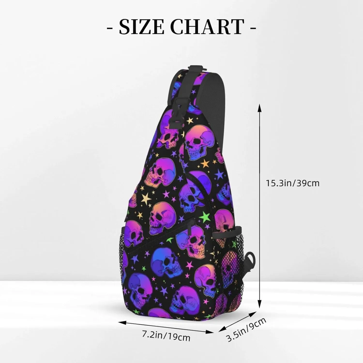 Bright Skulls With Glowing Stars Crossbody Sling Bag For Women Men Cute Halloween Chest Bag Shoulder Bag Sling Backpack Casual Sport Daypack For Travel Hiking