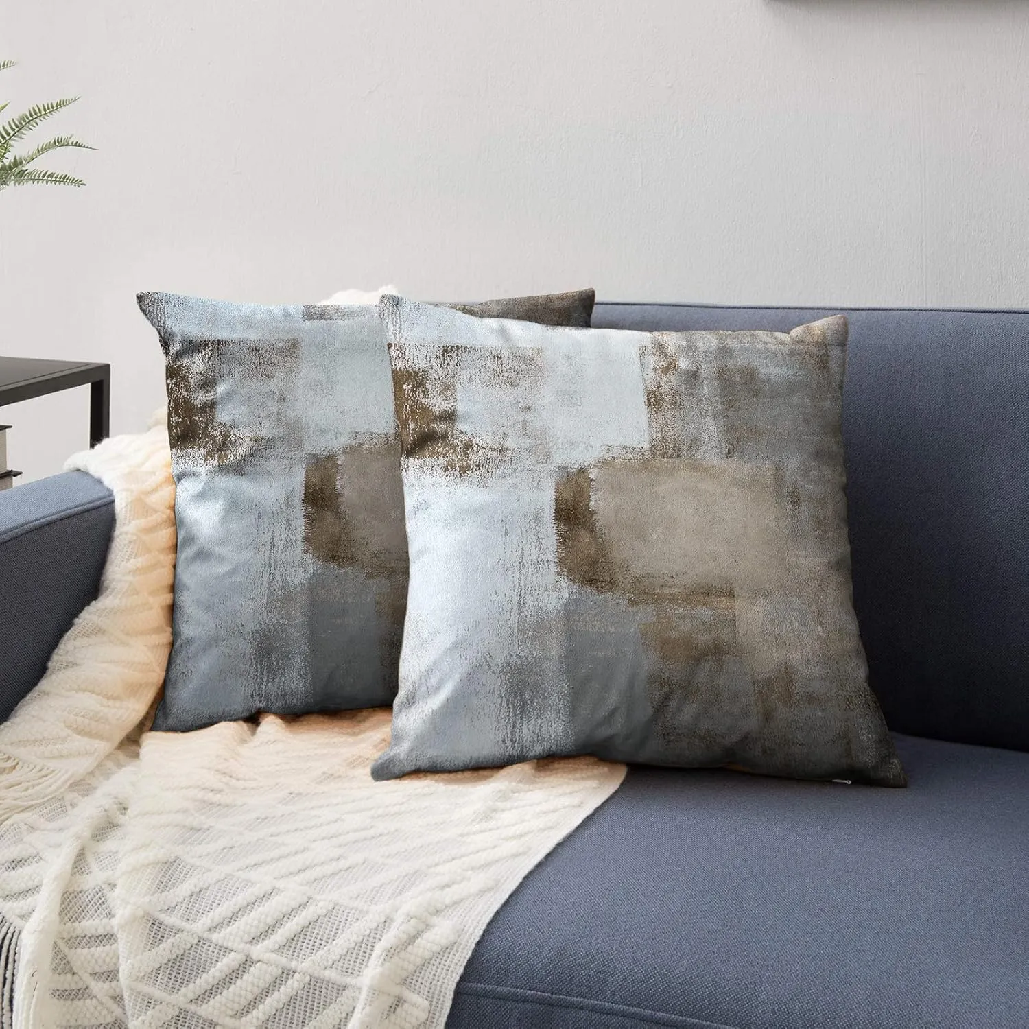 Brown Throw Pillow Covers 22x22, 2 Pack Square Decorative Pillow Cases Cushion for Farmhouse Home Decor