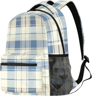 Budxapjw Plaid Stripes Travel Laptop Backpack for Women Men Classic Pattern Waterproof Bag with Adjustable Padded Shoulder Straps for Business Work Travel Hiking Camping