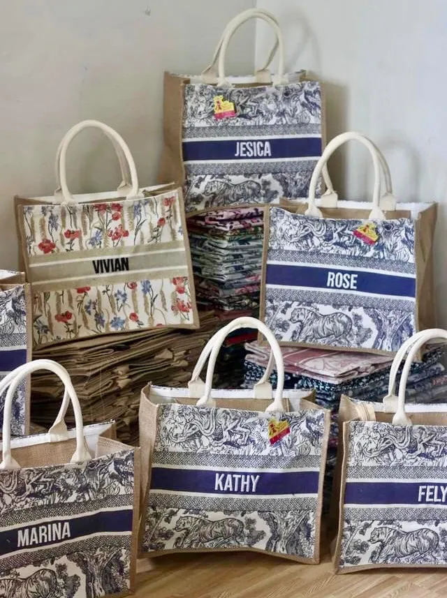 Burlap Book Tote
