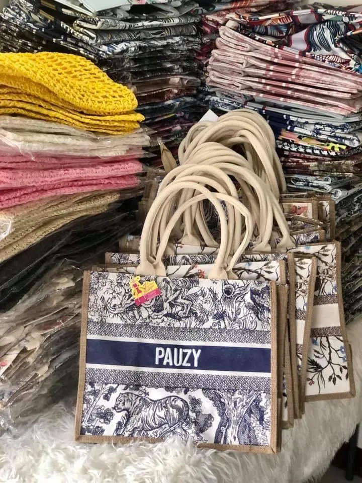Burlap Book Tote
